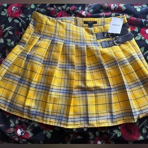 Forever 21 Yellow Plaid Mini Skirt with Belt